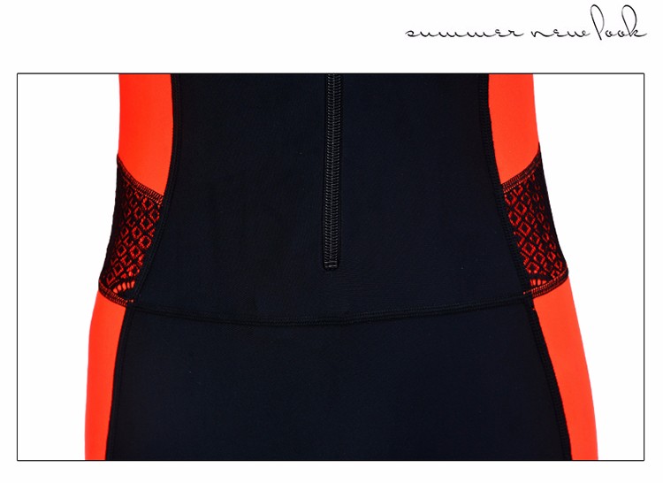 Long Sleeves Lace Embroidery Solid Swimsuit - Image 4