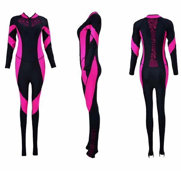 Long Sleeves Lace Embroidery Solid Swimsuit - Image 7